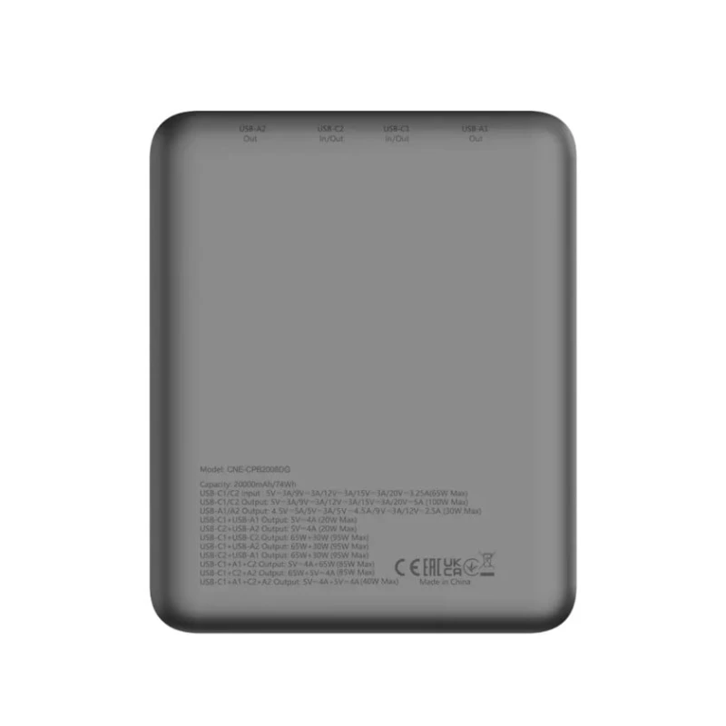 Внешний аккумулятор Canyon PB-2008 20000mAh PD100W Dark Grey (CNE-CPB2008DG) Внешний аккумулятор Canyon PB-2008 20000mAh PD100W Dark Grey (CNE-CPB2008DG)