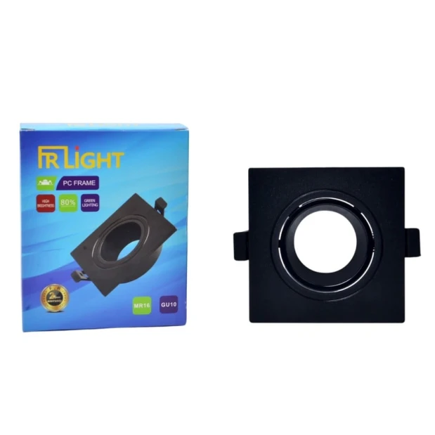 Спот рамка FR-S11-01, GU10/MR16, квадратная, черная