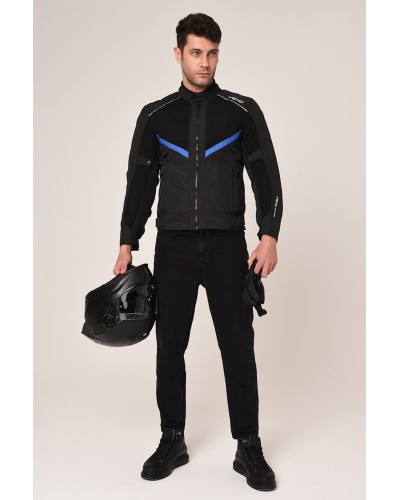 Motosikl gödəkçəsi Vexo Quatro M1266106-04, neylon, qara/göy, ölçü S