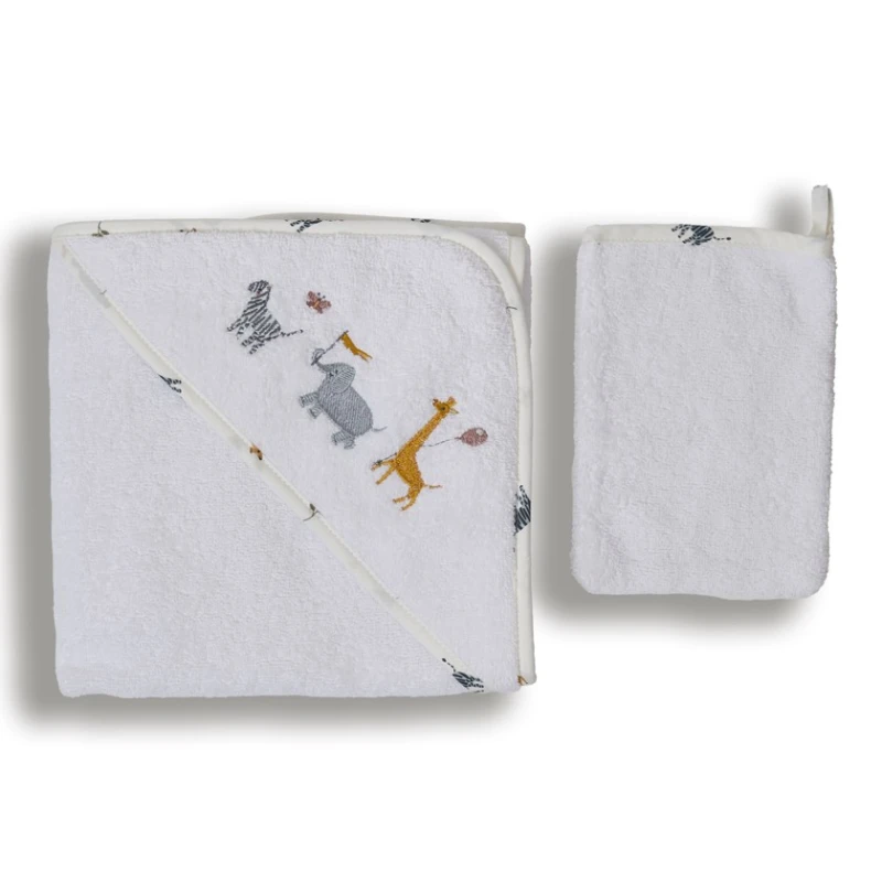 Детское банное полотенце Funnababy Zoo, хлопок, белый/голубой, 75x75 см Детское банное полотенце Funnababy Zoo, хлопок, белый/голубой, 75x75 см
