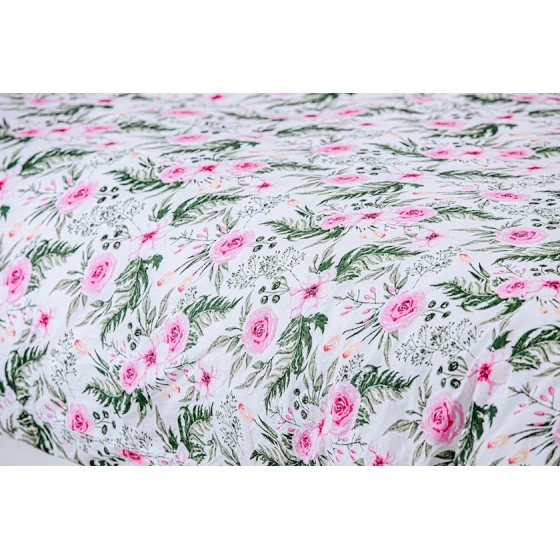 Комплект постельного белья Serwant Mellow, цветочный, пододеяльник 160x220 см, простыня 160x240 см, наволочки 50x70 см, односпальный, хлопок, белый