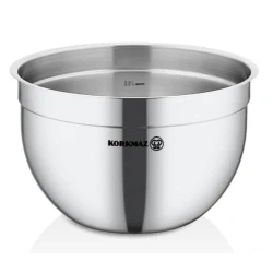 Миска Korkmaz Gastro, круглая, 3.2 л, нержавеющая сталь, серый Миска Korkmaz Gastro, круглая, 3.2 л, нержавеющая сталь, серый