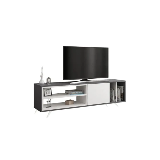 Тумба под ТВ Ev Plus 12115876, ЛДСП, антрацит/белый, 180x35x45 см Тумба под ТВ Ev Plus 12115876, ЛДСП, антрацит/белый, 180x35x45 см