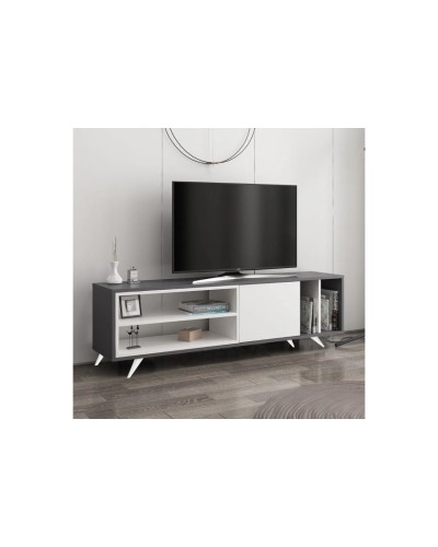 TV üçün tumba Ev Plus 12115876, LDSP, antrasit/ağ, 180x35x45 sm