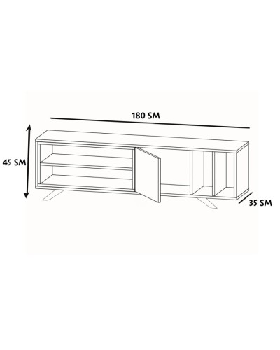 TV üçün tumba Ev Plus 12115876, LDSP, antrasit/ağ, 180x35x45 sm