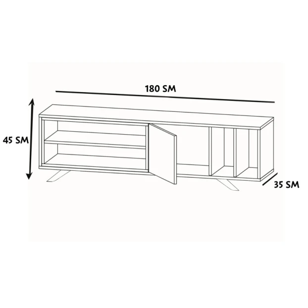 Тумба под ТВ Ev Plus 12115876, ЛДСП, антрацит/белый, 180x35x45 см Тумба под ТВ Ev Plus 12115876, ЛДСП, антрацит/белый, 180x35x45 см