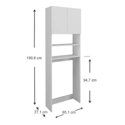 Стеллаж 12115642, ЛДСП, белый, 190x65x27 см