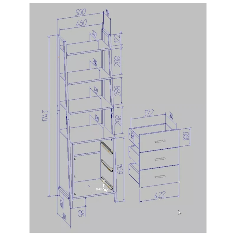 Stellaj 25x50x174 sm, LDSP, qəhvəyi