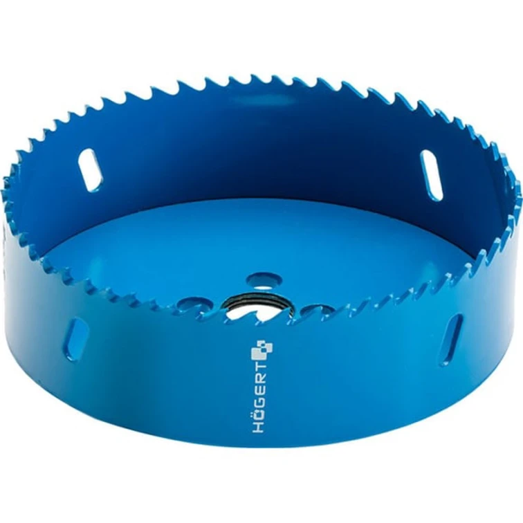 Коронка биметаллическая Hogert HT6D450, голубая, 111 мм