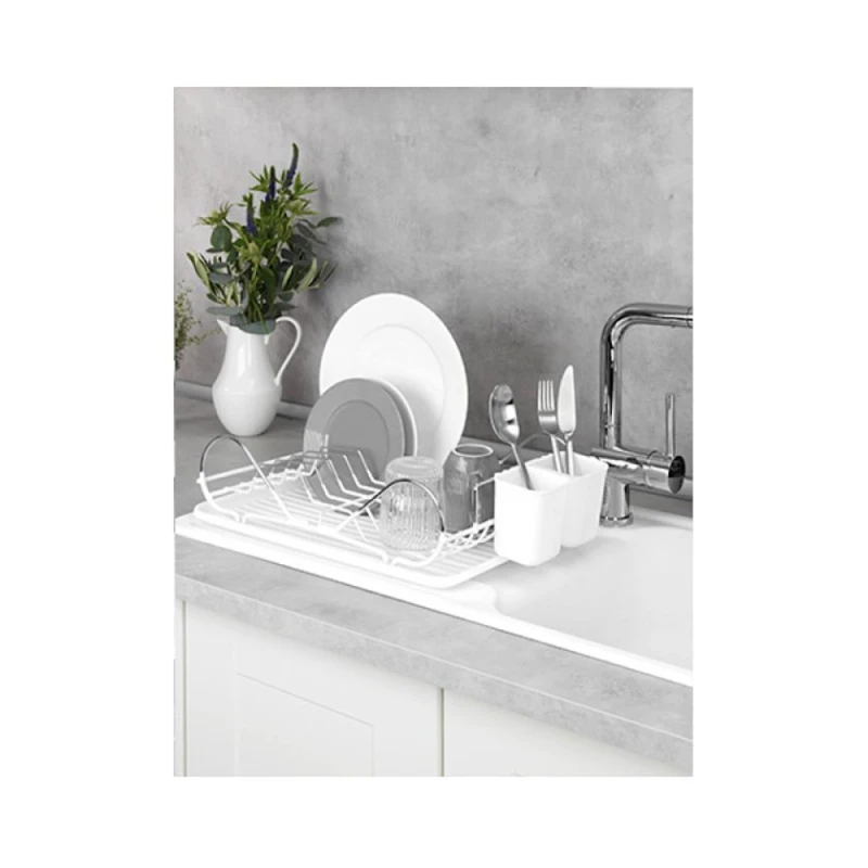 Сушилка для посуды Wenko Clean, 48x12x32 см, металл, полипропилен, с поддоном, белая