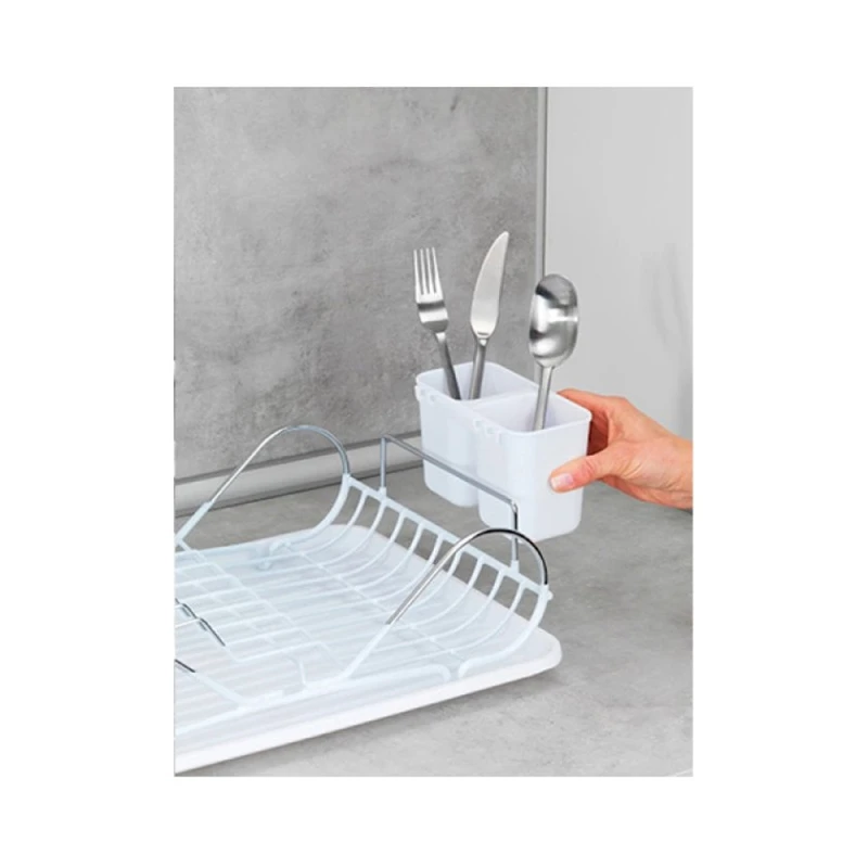 Сушилка для посуды Wenko Clean, 48x12x32 см, металл, полипропилен, с поддоном, белая