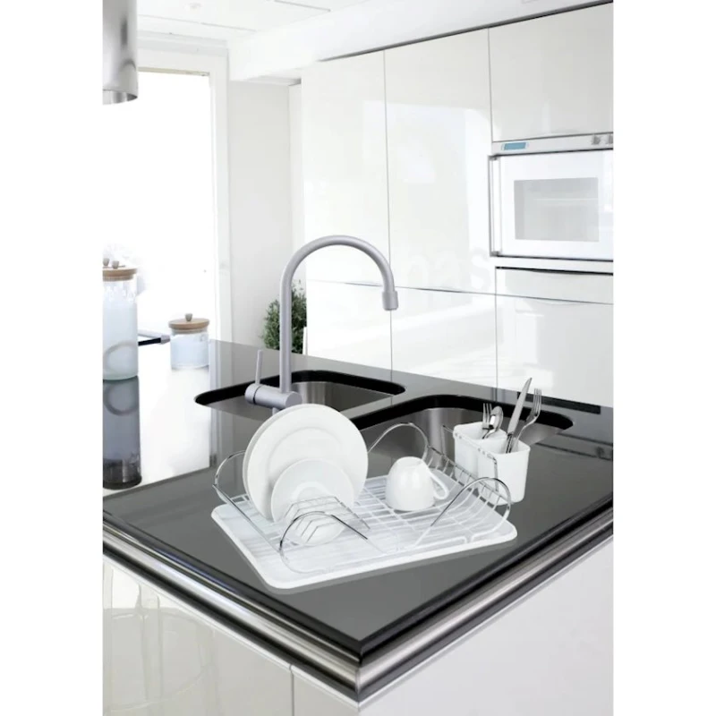 Сушилка для посуды Wenko Clean, 48x12x32 см, металл, полипропилен, с поддоном, белая