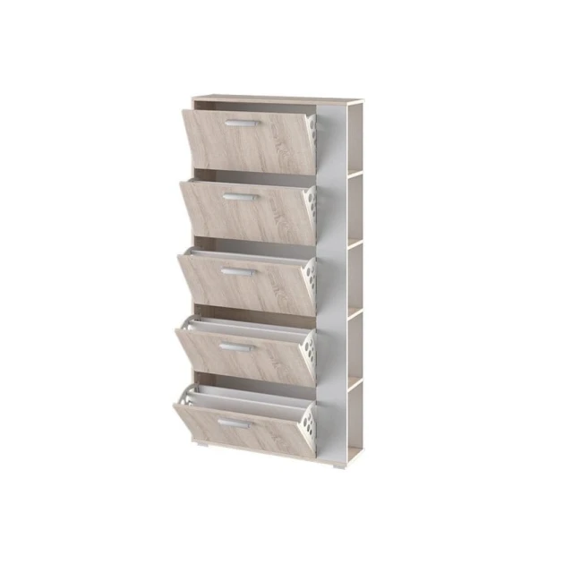 Ayaqqabı üçün tumba Art Mebel 81, laminat, ağ/sonomo, 130х40х30 sm