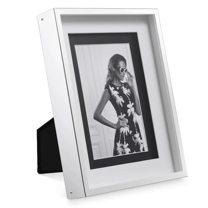 Foto üçün çərçivə Eichholtz 106168 Picture Frame Gramercy S 17x22 sm,şüşənin qalınlığı 1.7 sm,gümüş işləməli,şəffaf şüşə