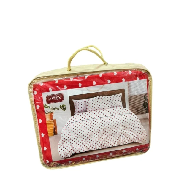 Комплект постельного белья MiraNova SF-446, двуспальный, хлопок, красный/белый