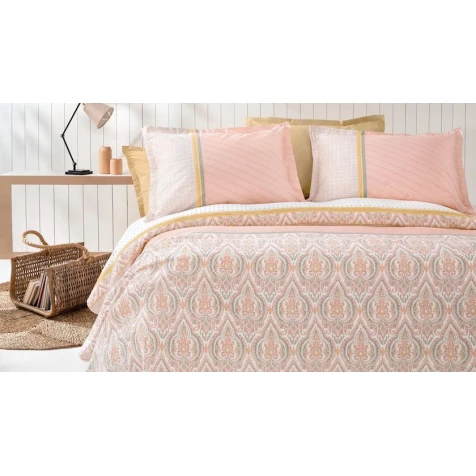 Комплект постельного белья Yataş Macbeth пододеяльник 160x220, простыня 180x240, наволочки 50x70, односпальный, розовый