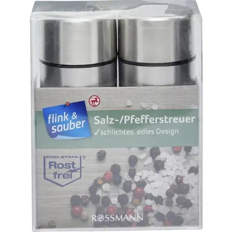 Набор перечница и солонка Flink & Sauber 2 шт, нержавеющая сталь, с крышкой, Серебристый Набор перечница и солонка Flink & Sauber 2 шт, нержавеющая сталь, с крышкой, Серебристый