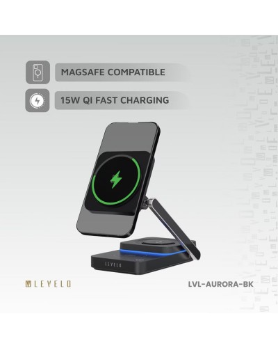 Simsiz enerji toplama cihazı Levelo Wireless Charger 3 in 1 Aurora