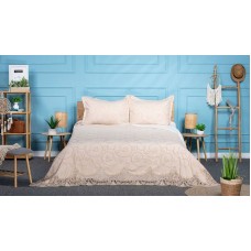 Yataq dəsti Pima Cotton 0000930, örtük 260х260 sm, yastıq üzlər 50х70 sm, iki nəfərlik, velür, bej