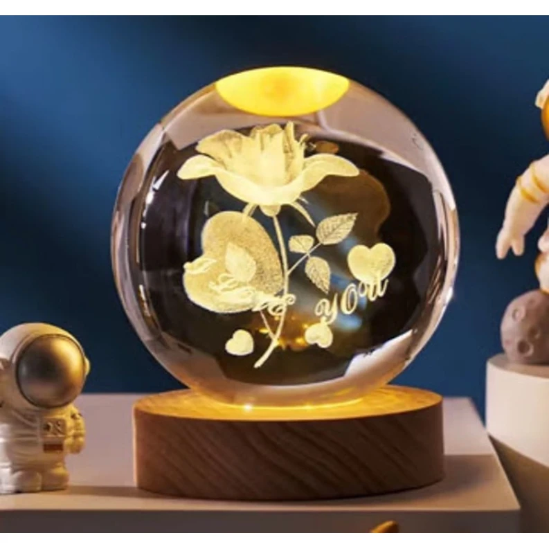 Светильник декоративный HappyS_8237 I Love You Flower 3D, 8 см