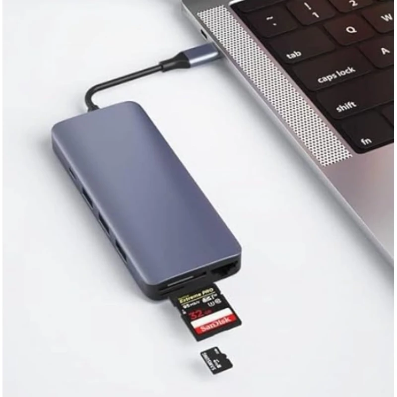 USB хаб Wiwu Alpha 12 in 1 Aluminum Alloy Type-C, Серый USB хаб Wiwu Alpha 12 in 1 Aluminum Alloy Type-C, Серый