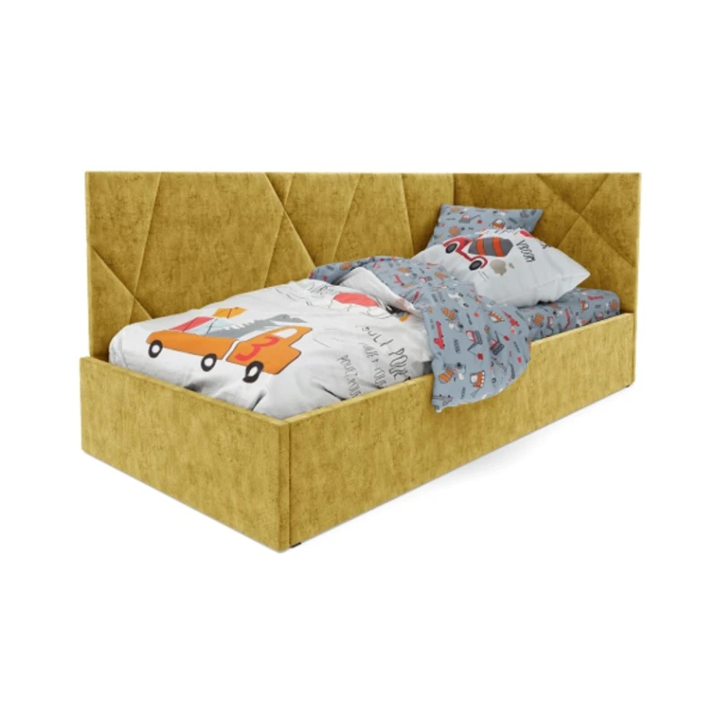 Односпальная кровать Art_tek_yataq(120) 52, ламинат/текстиль, желтая, 200x85x120 см