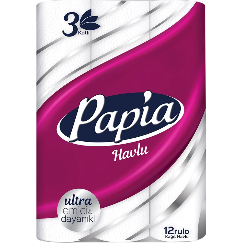 Бумажные полотенца Papia 3 слоя, 12 рулонов Бумажные полотенца Papia 3 слоя, 12 рулонов