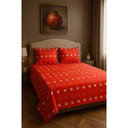 Yataq dəsti Narlı 1497, mələfə 180x240 sm, yorğan üzü 160x220 sm, yastıq üzü 50x70 sm 1 əd, polikotton, birnəfərlik, qırmızı