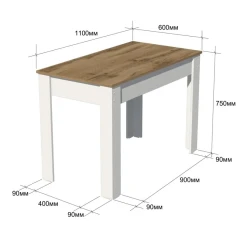 Обеденный стол Marina 3563_M25StolmaxiStulMix, ЛДСП, 75x60x110 см, коричневый/белый Обеденный стол Marina 3563_M25StolmaxiStulMix, ЛДСП, 75x60x110 см, коричневый/белый