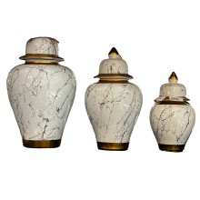 Dekorativ banka dəsti Bianco CO19, 3 əd, keramika, ağ/mərmər, 24x13 sm, 31x17 sm, 39x21 sm