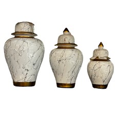 Dekorativ banka dəsti Bianco CO19, 3 əd, keramika, ağ/mərmər, 24x13 sm, 31x17 sm, 39x21 sm