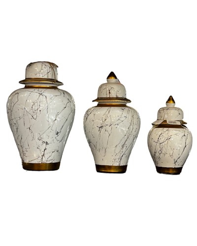 Dekorativ banka dəsti Bianco CO19, 3 əd, keramika, ağ/mərmər, 24x13 sm, 31x17 sm, 39x21 sm