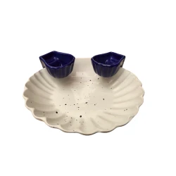 Kartof fri və sous üçün dəst NH_BLT1, fiqurlu, 3 parça, 21x5 sm, keramika, ağ/göy