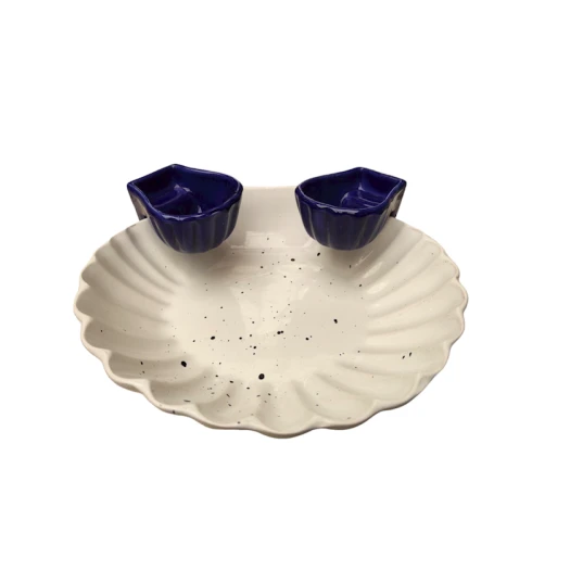 Kartof fri və sous üçün dəst NH_BLT1, fiqurlu, 3 parça, 21x5 sm, keramika, ağ/göy