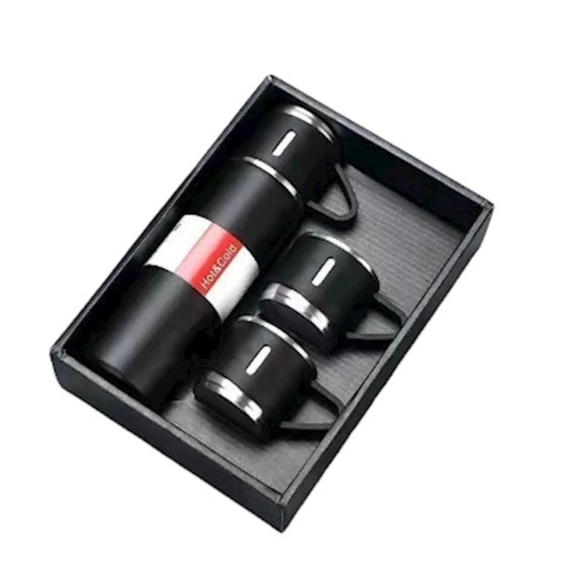 Набор термос+ 3 чашки RR768, нержавеющая сталь, черный, 500 мл Набор термос+ 3 чашки RR768, нержавеющая сталь, черный, 500 мл