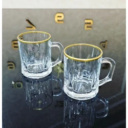 Набор чашек Gallery Home GLR-122, прозрачный/золотистый, 6 шт