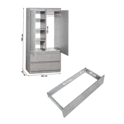 Шкаф для одежды Letta Chelsi,180x51.5x90 см,ЛДСП,белый (3563_Chelsi2Beton)