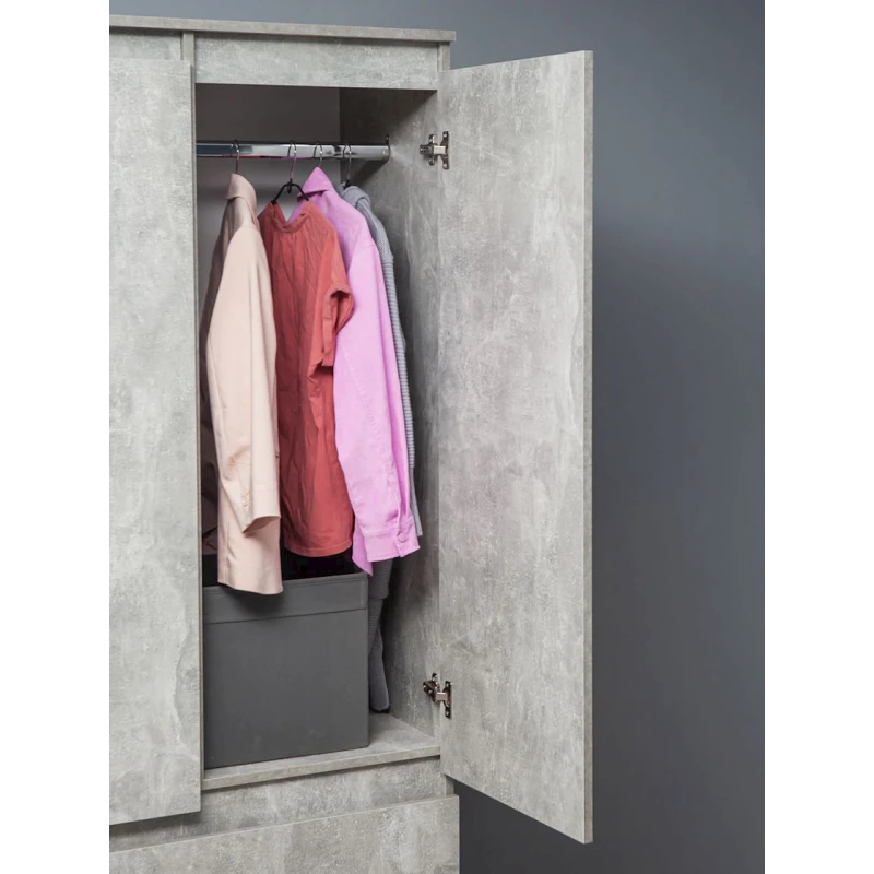 Шкаф для одежды Letta Chelsi,180x51.5x90 см,ЛДСП,белый (3563_Chelsi2Beton) Шкаф для одежды Letta Chelsi,180x51.5x90 см,ЛДСП,белый (3563_Chelsi2Beton)