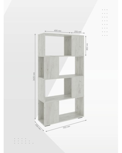 Stellaj 3563_StellajloftDubWhite, 142х75х25.6 sm, LDSP, ağ