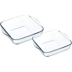 Набор форм для выпечки Borcam, 28x28 см, 22x22 см, стекло, прозрачный Набор форм для выпечки Borcam, 28x28 см, 22x22 см, стекло, прозрачный