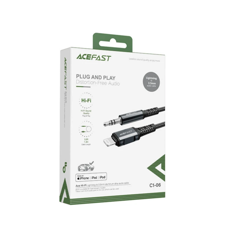 Кабель AUX Acefast C1-08 Type-C to jack 3.5 mm, Серый
