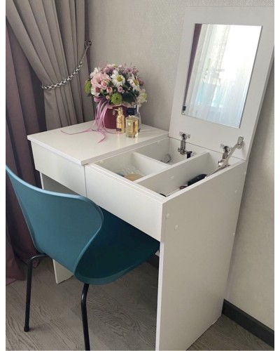 Kosmetika masası 3563_M2StolMirHalfWh Ağ, LDSP, 77x42x70 sm