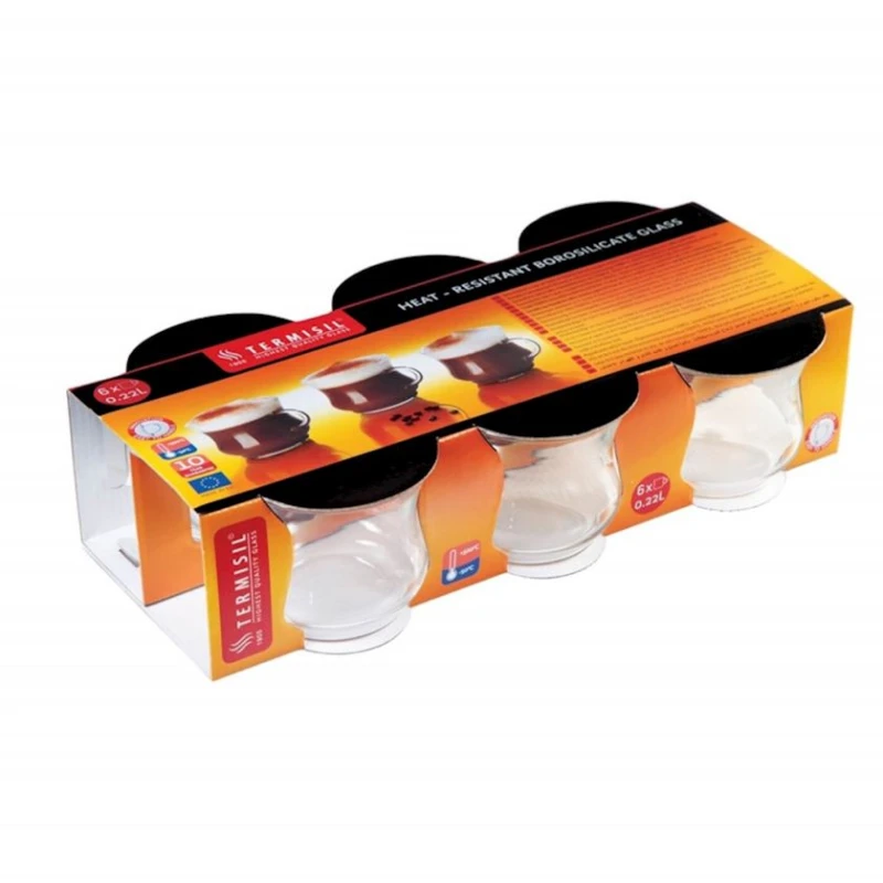Набор чашек Termisil İza стекло, прозрачный, 6 шт, 220 мл Набор чашек Termisil İza стекло, прозрачный, 6 шт, 220 мл