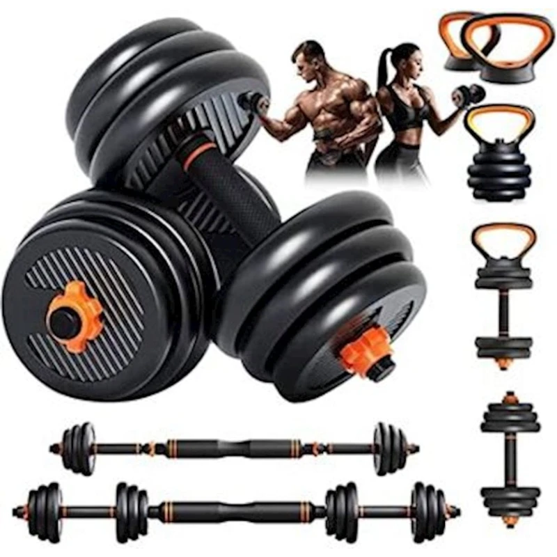 Набор гантелей со штангой и упорами для отжиманий, гиря 7.5x7.5кг, 2 шт Набор гантелей со штангой и упорами для отжиманий, гиря 7.5x7.5кг, 2 шт