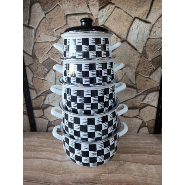 Набор кастрюль Chaynikov SF-575, 5 шт, эмаль, белый