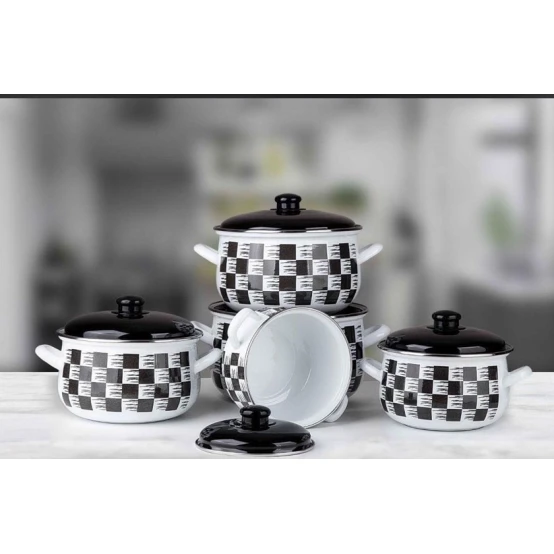 Набор кастрюль Chaynikov SF-575, 5 шт, эмаль, белый