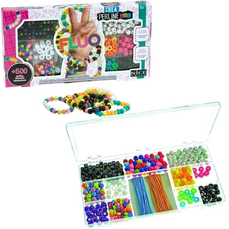 Набор для изготовления украшений Nice Perline ABC Fluo, 6+, 500 шт Набор для изготовления украшений Nice Perline ABC Fluo, 6+, 500 шт