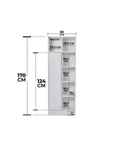 Stellaj Ev Plus 12115608, LDSP, ağ, 176x60x28 sm