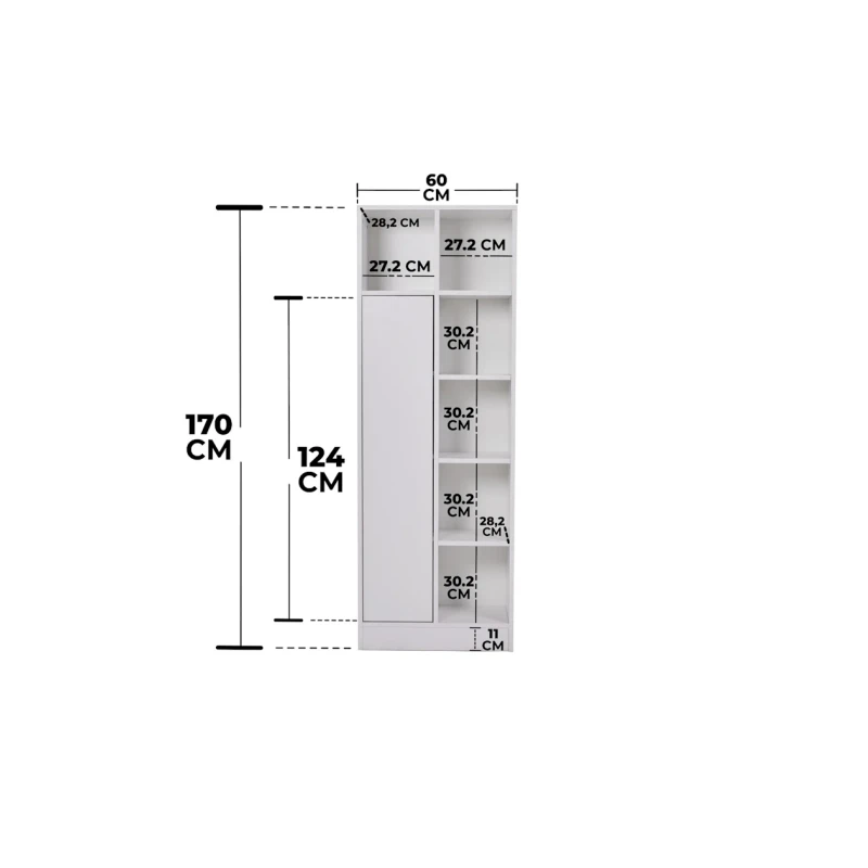 Стеллаж Ev Plus 12115608, ЛДСП, белый, 176x60x28 см Стеллаж Ev Plus 12115608, ЛДСП, белый, 176x60x28 см