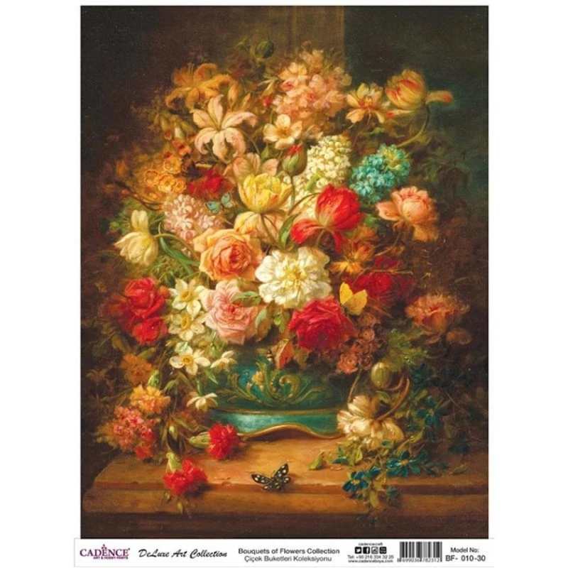 Рисовая бумага для декупажа Cadence A3 Bouquet Of Flowers Collection BF-10 30x42 см